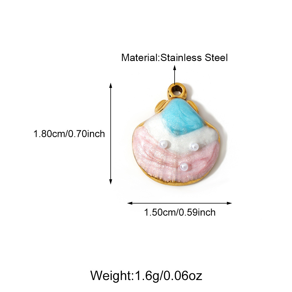 4g Weight Pendant Jewelry Making Type Charms Classification 1 Piece Quantity 304 Stainless Steel Material Shell Pattern All Seasons Season Polished Finish Plating Design Beach Style 1 Piece 304 Stainless Steel Shell Polished Pendant Charms 16
