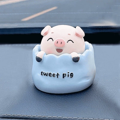 head pig car ornaments | Car ornaments - 1-blue-pig-glue-included