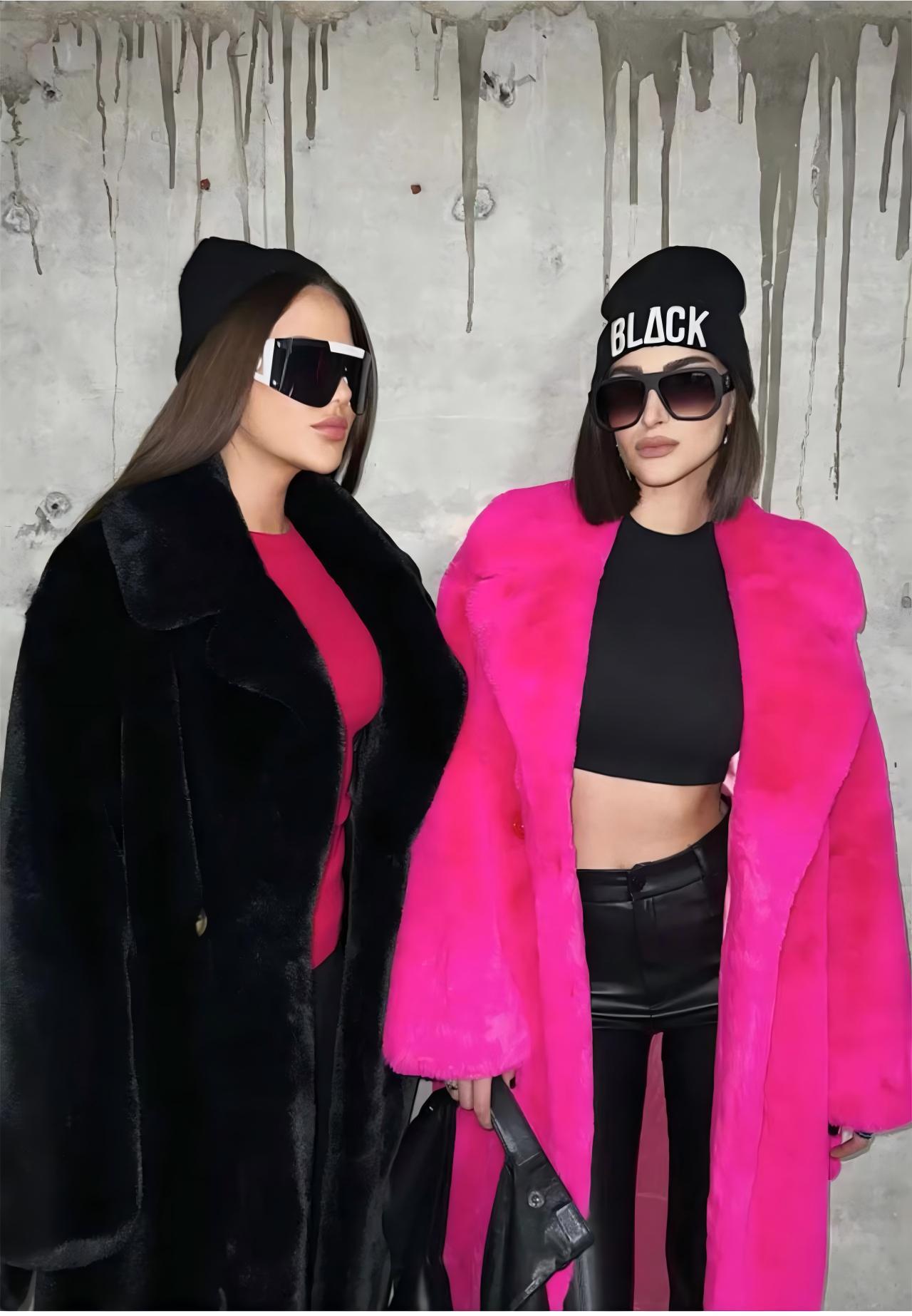 Damen Kunstfellmantel Mit Reverskragen Und Langem Weichem Futter_voghion.com