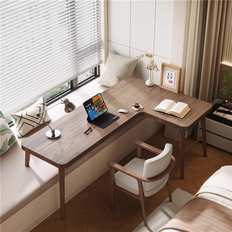 Simple Solid Wood Bay Window Corner Desk, Balcony Long and Short Leg Desk, Bedroom Home Office Computer Desk, L-Shaped Workstation Simple Solid Wood Bay Window Corner Desk, Balcony Long and Short Leg Desk, Bedroom Home Office Computer Desk, L-Shaped Workstation