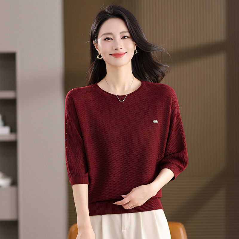 蝙蝠衫女宽松遮肚含羊毛针织衫打底衫2025年新款上衣春秋时髦毛衣|undefined