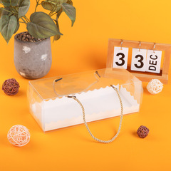 Rectangular PET transparent cake roll packaging box Swiss roll box portable baking and cut cake packaging box wholesale
