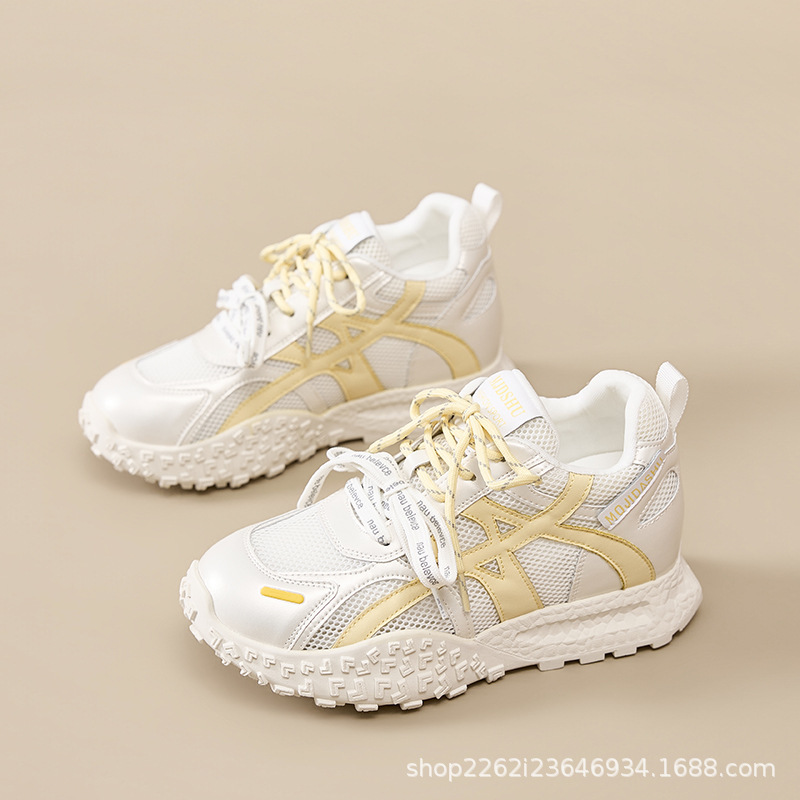 Thick-Soled Height-Increasing Women's Shoes 2026 Summer New Model Mesh Double-Strap Sneakers Fashion Casual Dad Shoes