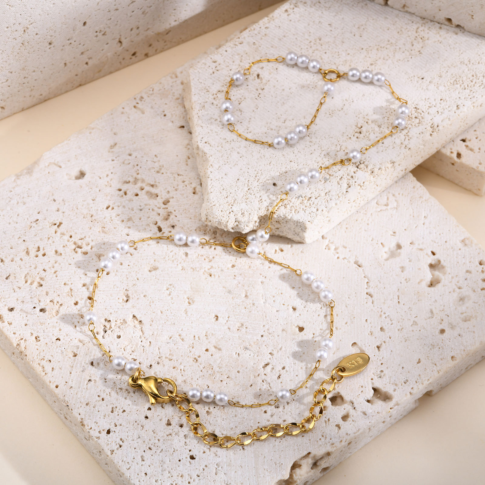 6g Weight Artificial Pearls Inlay Material Bracelets Classification 304 Stainless Steel Chain Material cable chain Chain Type Daily Occasion 304 Stainless Steel Material Geometric Pattern All Seasons Season Women's Gender Plating Design IG Style Style IG Style Geometric 304 Stainless Steel Artificial Pearls Cable Chain Bracelets In Bulk 26