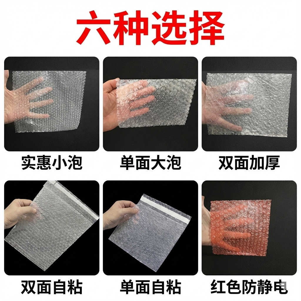快递气泡袋自粘泡沫袋加厚气泡膜垫防震包装袋双面透明打包泡泡袋