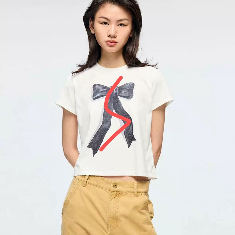 [Same Style as in the Mall] 2026 Spring New Style "Fantasy City" Oil Painting Hand-Painted Bow T-Shirt 1134
