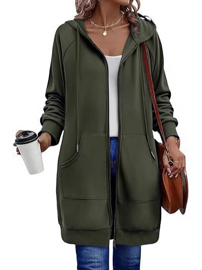 Long sports big woolen hoody with zipper