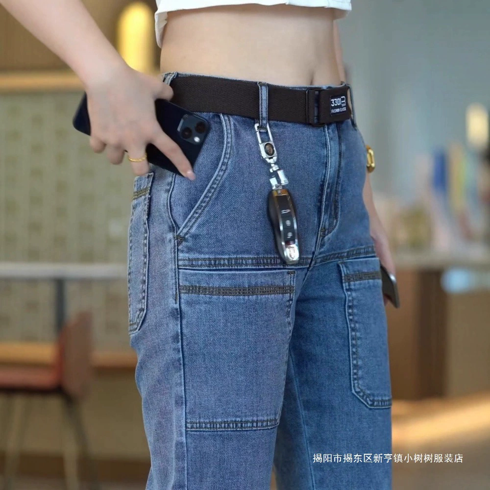Эластичные модные джинсы, трендовые износостойкие осенние брюки для отдыха, свободный прямой крой