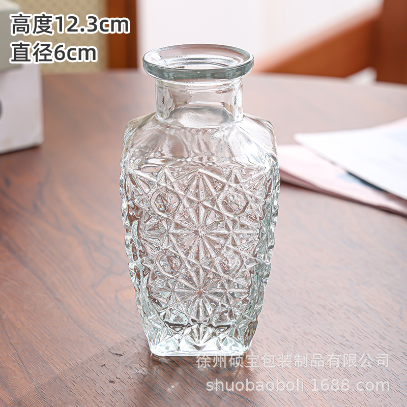 De estilo europeo retro pequeño florero botella de aromaterapia de vidrio mini jarrón transparente decoración de la sala de estar simple mesa de comedor decoración del hogar