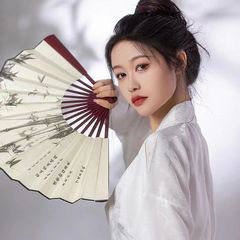 扇子中国風メンズ扇子古代扇子折りたたみシルク布インターネット有名人夏ディスコ機内持ち込みダンス扇子