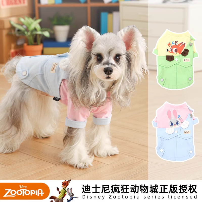 Disney Crazy Animal City Dog Mono Falso Dos Verano Bichon Schnauzer Ropa para mascotas Perro pequeño