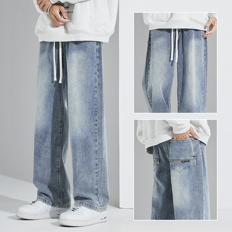 Ice Silk Jeans Men's 2025 Summer Thin New Trendy Large Size Straight Men's Wide Leg Pants