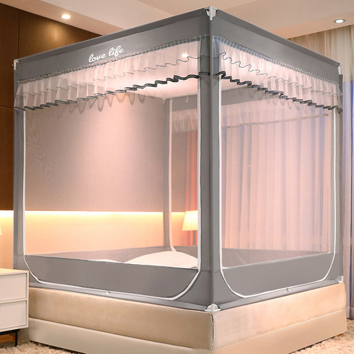 New Style Mosquito Net Bed Canopy Reversible Corner Bed Sheet Style Baby Anti-Fall Zipper Mosquito Net Home Use Factory Wholesale