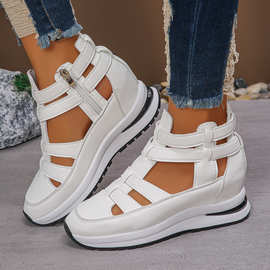 外贸2025新款时尚休闲镂空厚底坡跟鞋跨境夏季休闲凉鞋女 sandals