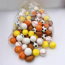 跨境批发4cm彩印足球篮球网球棒球高尔夫橄榄球pu压力球玩具球
