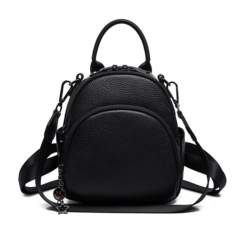Leather small sophisticated handheld backpack, cowhide, genuine leather
