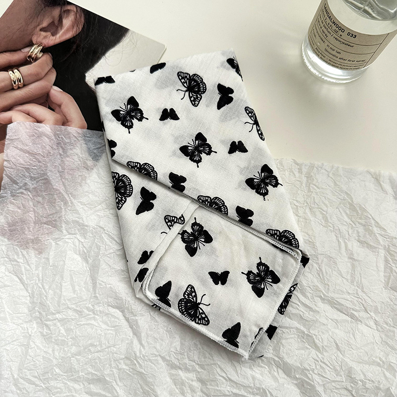 55 bufanda de seda, cinturón para el cabello, algodón y lino, bufanda cuadrada pequeña, arte coreano, moda de todo fósforo, primavera y otoño, nueva bufanda de temperamento, bufanda