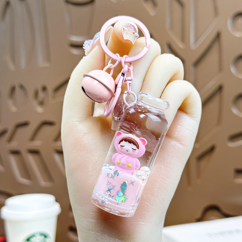 Cartoon Dream Bear Girl Keychain leche rosa muñeca adorable bolso de pareja colgante pequeño regalo al por mayor