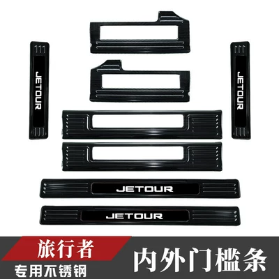 Dekorativ pedal başlıqları, Traveler Modified Stainless Steel Door - traveler-internal-and-external-threshold-strips-black-titanium-style-jietu-traveler2023-2025-models