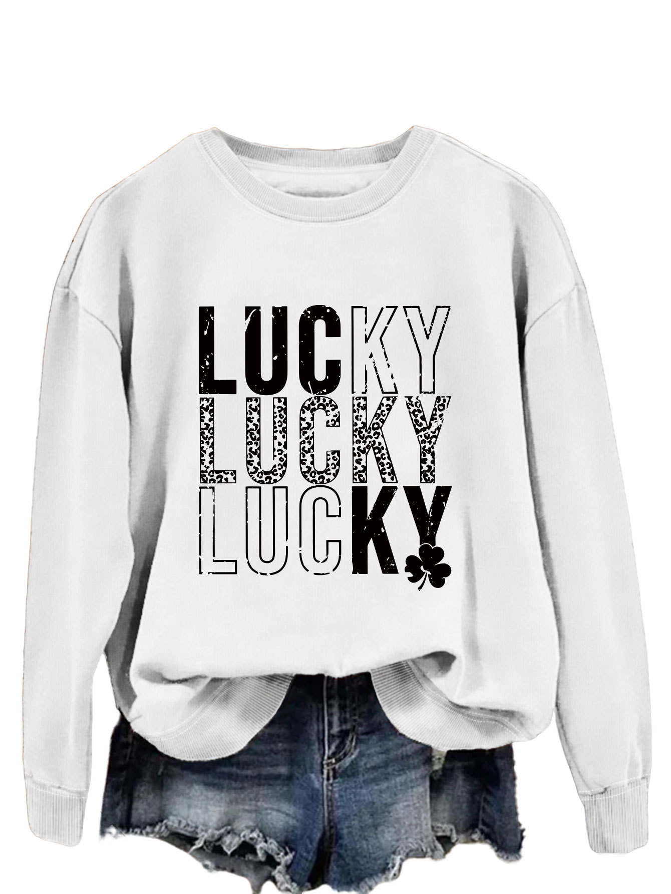 Women's Hoodies Long Sleeve Printing Streetwear Shamrock Letter display picture 36