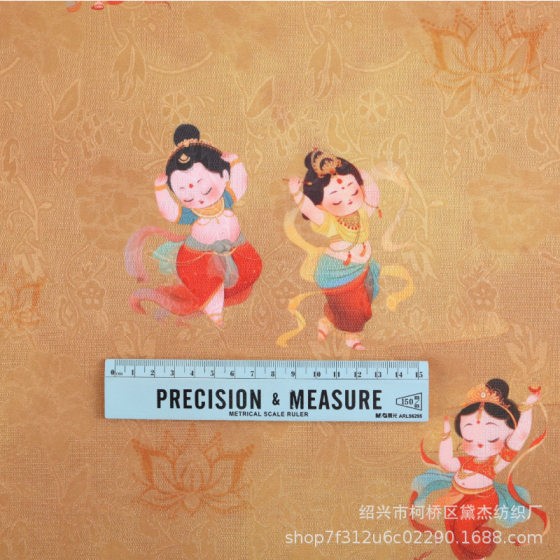 Xiangyun Yarn Huaruo Little Tang Dynasty Maid Pounding Practice Figure New Chinese French Style Cheongsam Bag Tea Mat Fabric