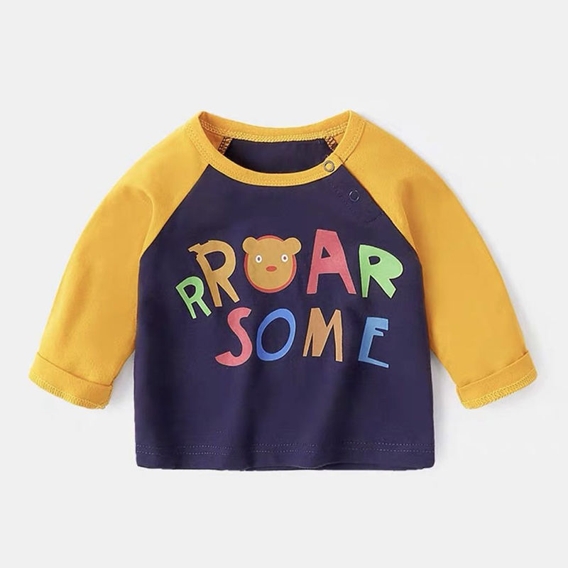 赤ちゃんの春と秋のtシャツの長袖の純綿はかわいいです。