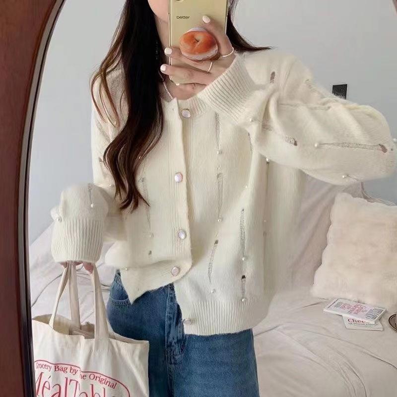 风重工钉珠毛衣女别致感长袖针织开衫外套女简约春夏新款|undefined