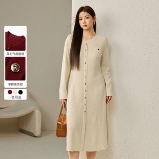 Slim Show plus size Women's Ladies Elegant Straight Barrel Flattering Crewneck dress Chubby mm2024 Autumn New