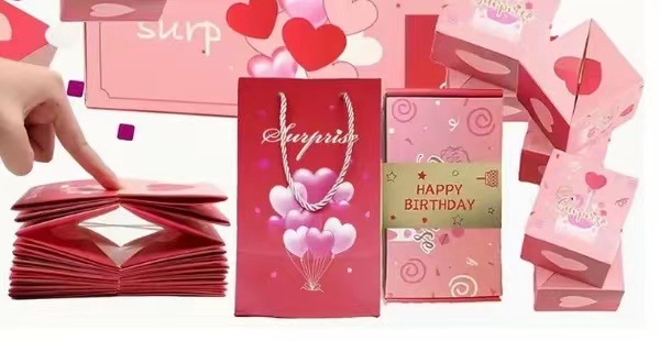 색상: 러브 핑크 BEST WISHES FOR YOU; 사양: 바운스 박스 10개 + 선물 상자 + 선물 가방