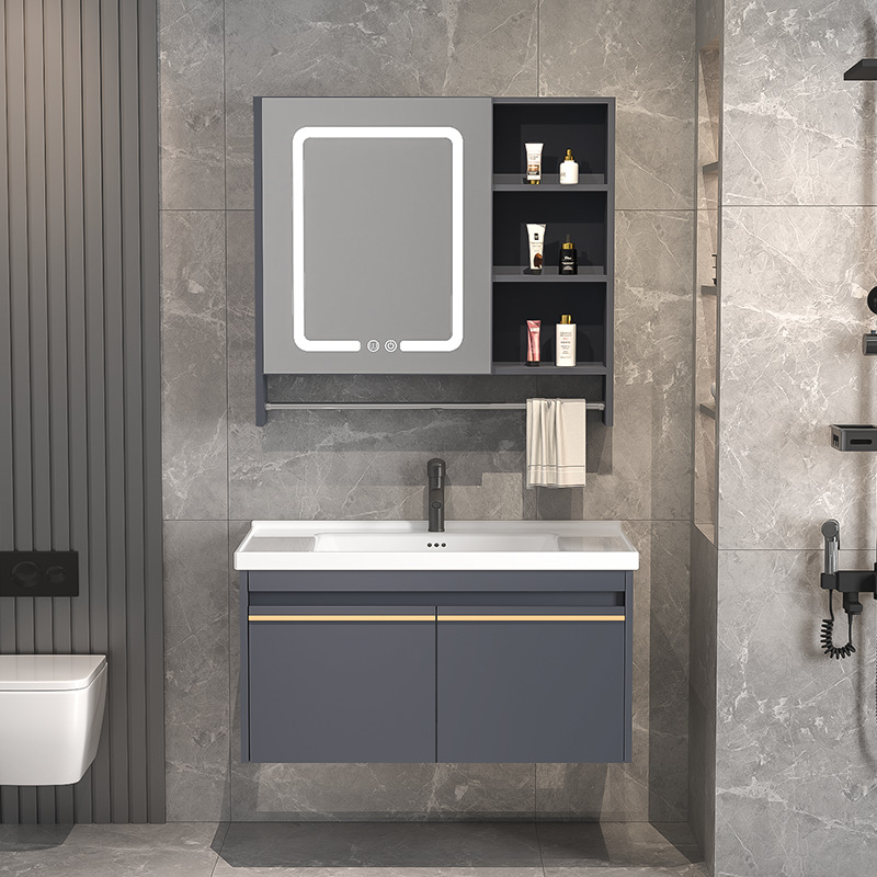 Combinación de gabinete de baño inteligente lavabo de baño de madera maciza lavabo moderno simple lavabo integrado lavabo de cerámica