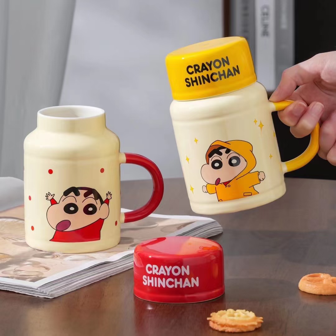 Lápiz pequeño nuevo alto valor facial taza de cerámica de gran capacidad con tapa de oficina taza de hervidor de agua regalo de cumpleaños creativo para niños