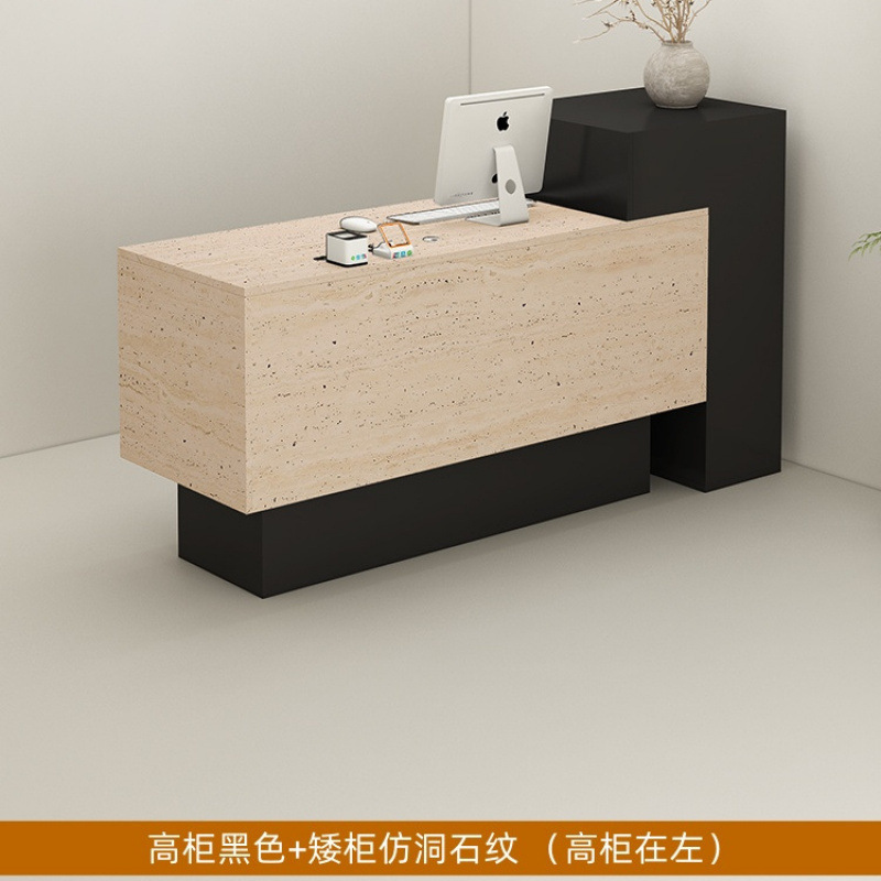 极简现代美发店前台接待收银台服装店柜台黑色女装店铺小型吧台|undefined
