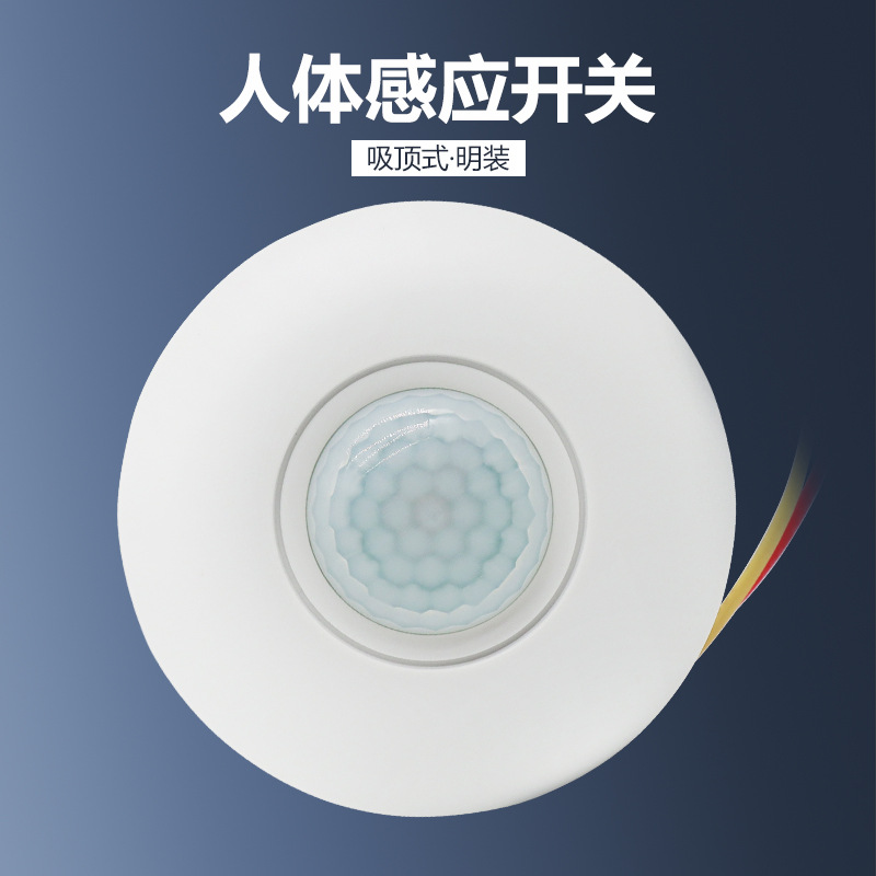 明装两线人体红外感应开关  被动式人体感应开关 智能开关
