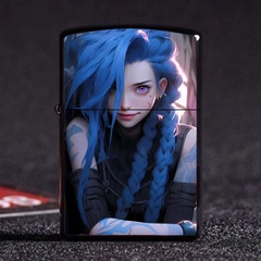 英雄聯盟創意金克斯煤油打火機 遊戲動漫人物防風金屬打火機代發