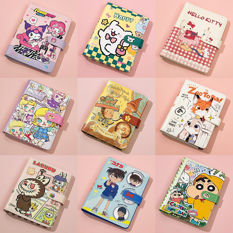 星星人笔记本可爱高颜值本子ins磁扣A5软皮卡通活页本手账本批发