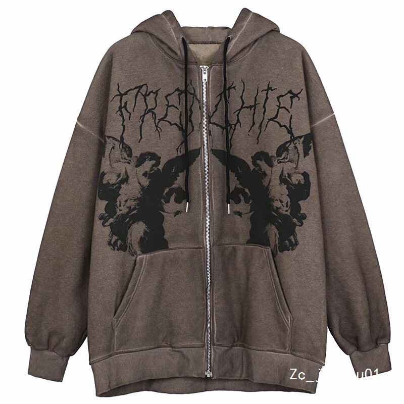 2021 European and American New Style Hooded Sweatshirt for Women, Loose Street Style Sports Zip-Up Jacket for Women