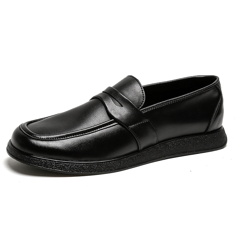 New square head leather shoes men's business soft bottom breathable casual shoes_vogvips.com