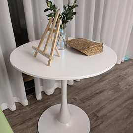 小圆桌现代白色简约北欧圆桌家用阳台卧室床边茶几租房郁金香餐桌