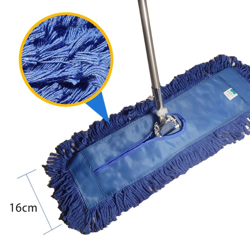 Línea azul engrosada fregona de polvo plana fregona de piso de hilo de algodón fregona de piso fila giratoria fábrica escuela propiedad supermercado