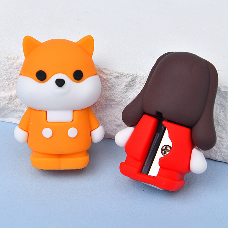 Creativo lindo perro de dibujos animados estudiantes bolígrafo afilador lápiz bolígrafo estudiantes primarios y secundarios papelería premios al por mayor