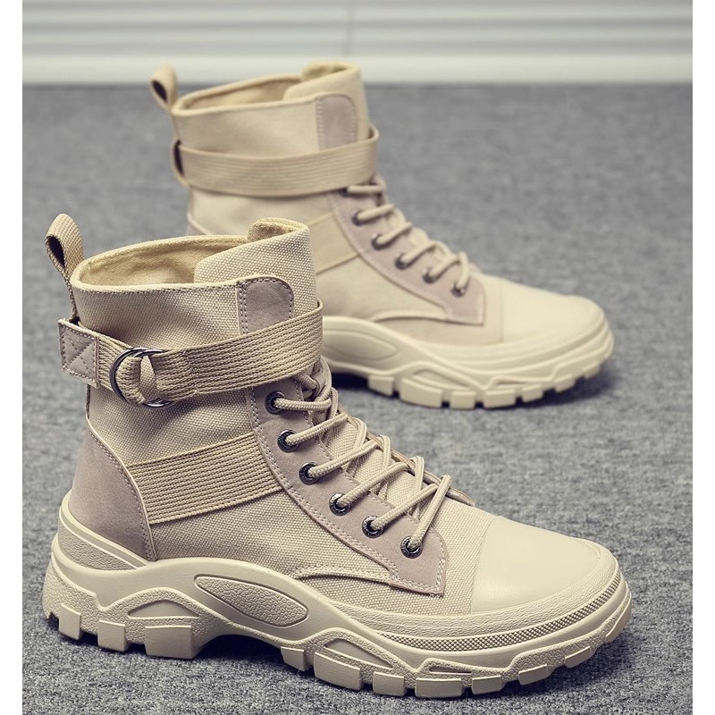 High-Top Men's Shoes, Summer Men's Sports Boots, Men's Canvas Construction Site Labor Protection Thick-Soled Outdoor Mountaineering Trendy Shoes