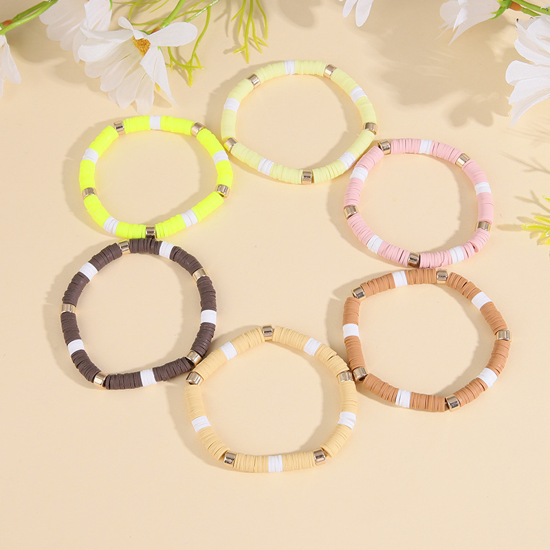 Simple Style Color Block Soft Clay Knitting Women's Bracelets 6 Pieces display picture 7