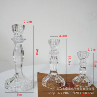 High Pole Flower Glass Candle Holder Vertical Petal Wax Holder French Vintage Romantic Candlelight Dinner Candle Ornaments