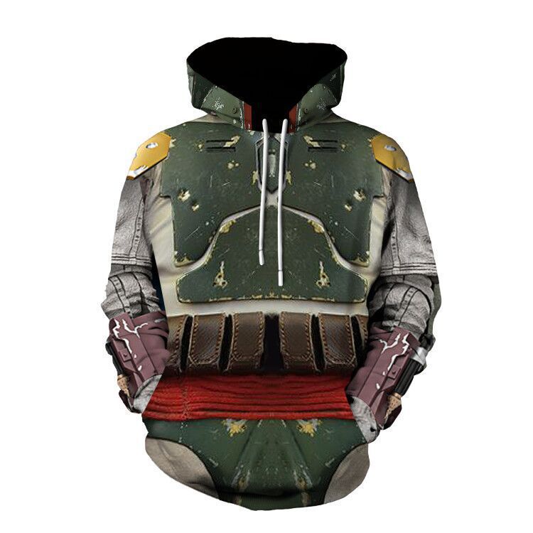 Cross-Border European and American New Star Wars the Mandalorian Cosplay Anime Hooded Men's Zip-Up Sweatshirt