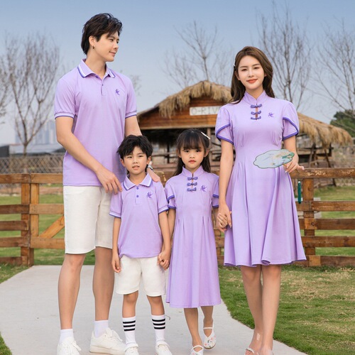 Parent-child cheongsam  new summer dress mother-daughter dress girls dress improved Chinese style short-sleeved national trend Hanfu