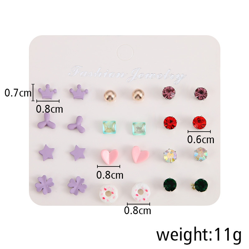 1 Set Fashion Star Heart Shape Bow Knot Alloy Glass Ear Studs display picture 2