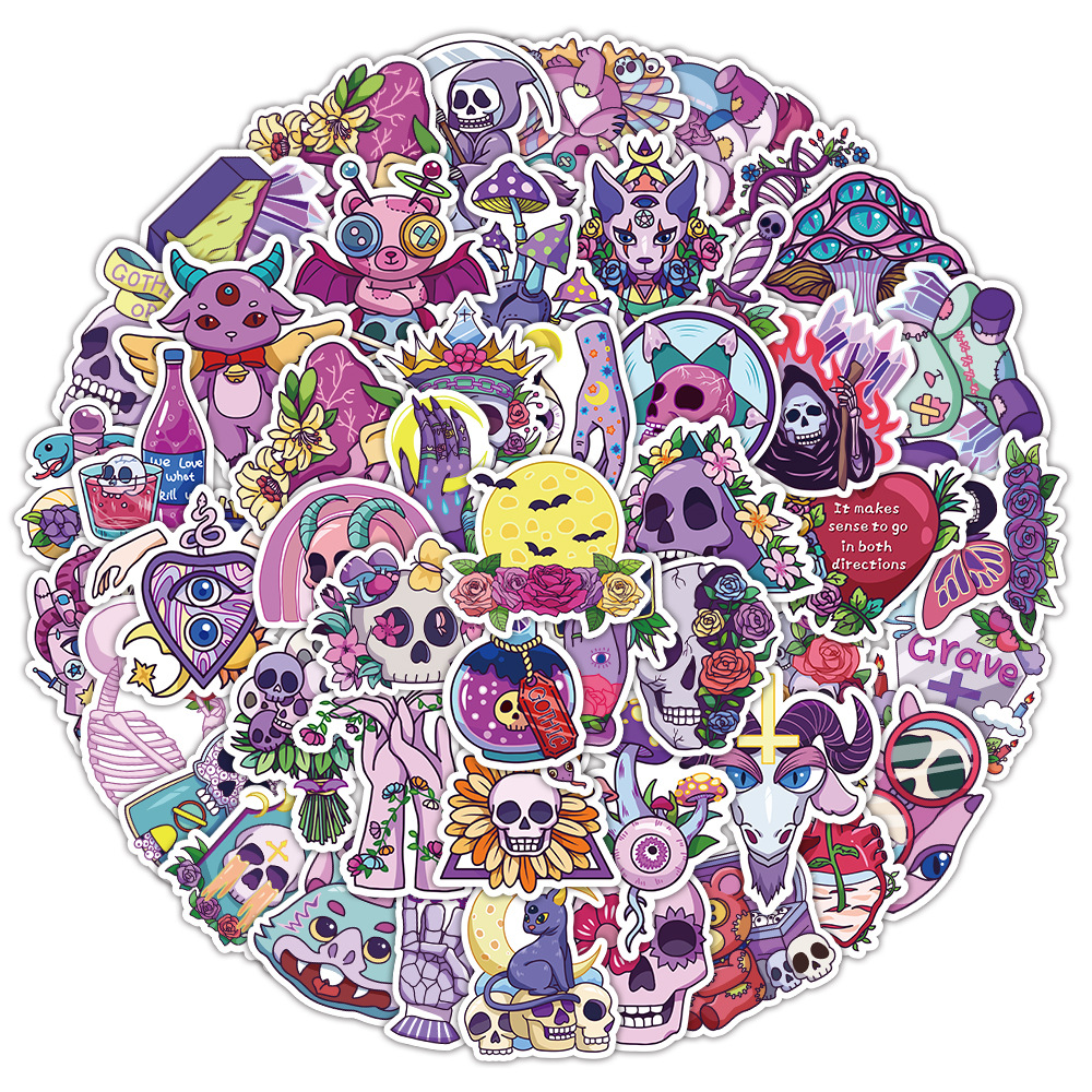 50 pegatinas de graffiti en blanco y negro de venta caliente de Amazon pegatinas decorativas impermeables de casco de guitarra punk en blanco y negro de estilo gótico