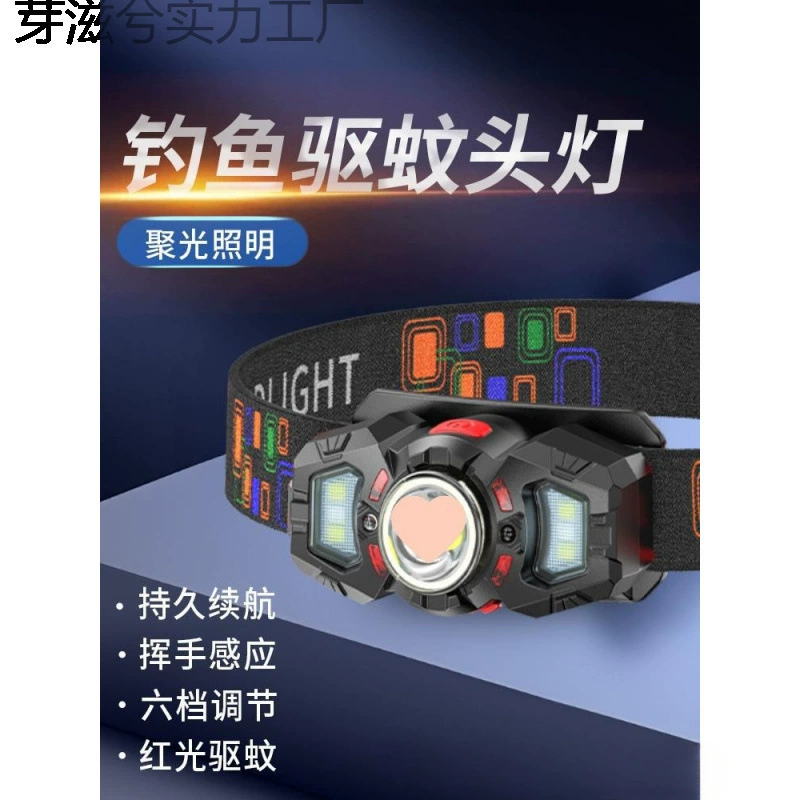 Фара «Улыбающаяся акула» Сильный свет Зарядка Супер яркое освещение для рыбалки на голове Сверхдолгий срок службы Индукционный светильник для ночной рыбалки