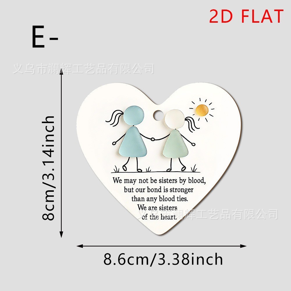 Colgante transfronterizo venta caliente en forma de corazón decoración de amistad decoración plana 2D sub