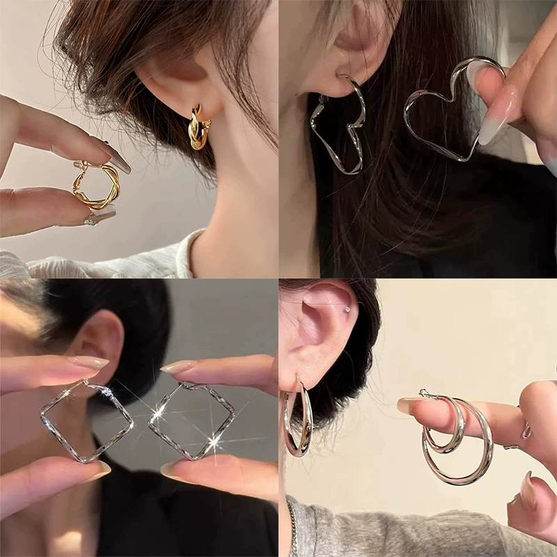 Серебряные металлические серьги, европейский стиль, интернет-хит